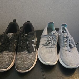 Asics Black and Gray Knit Sneakers